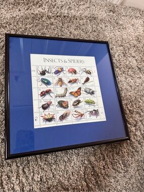 1998 USPS Insects & Spiders Stamps Professionally Framed with Blue Mat